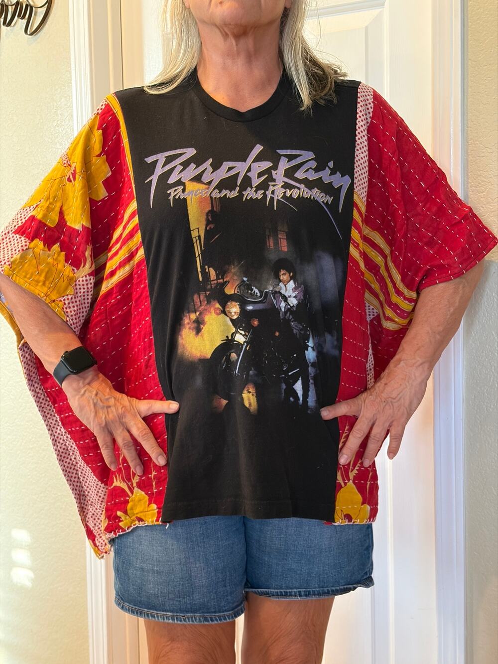 Prince Purple Rain Upcycled Kantha Tunic Top Shirt OS Handmade